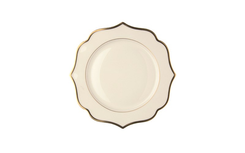 Ionica 進口磁象牙色甜點盤帶金邊 20 cm