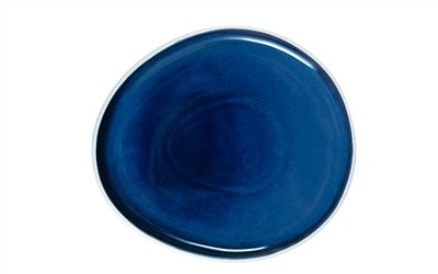 Abyssos 進口磁亞光藍白斜餐盤 26 cm