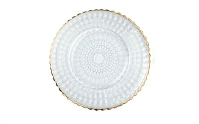 Helios 進口巴洛克設計帶金邊晚餐盤 玻璃 26.5cm