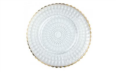 Helios 進口巴洛克設計帶金邊大餐盤 玻璃 32.5 cm