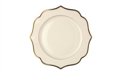 Ionica 進口磁象牙色晚餐盤帶金邊 28 cm