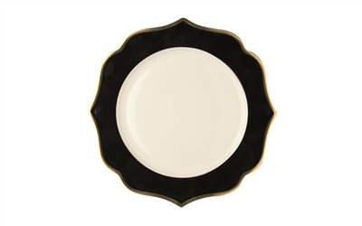 Ionica 進口磁黑色晚餐盤帶金邊 28 cm
