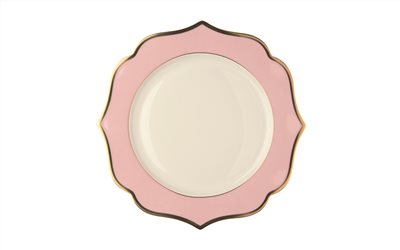 Ionica 進口磁粉色晚餐盤帶金邊 28 cm