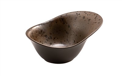Phobos 進口磁棕色釉變花瓣碗 21 cm