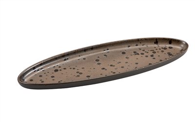 Phobos 進口磁棕色釉變窄橢圓托盤 長37.5 cm