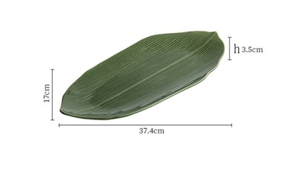 進口磁14.7英寸日式綠粽葉盤